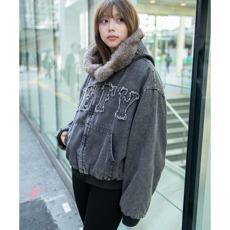 《ファーフード×裏地中綿キルト》冬映えショート丈アウター | GORGE  | 詳細画像8 