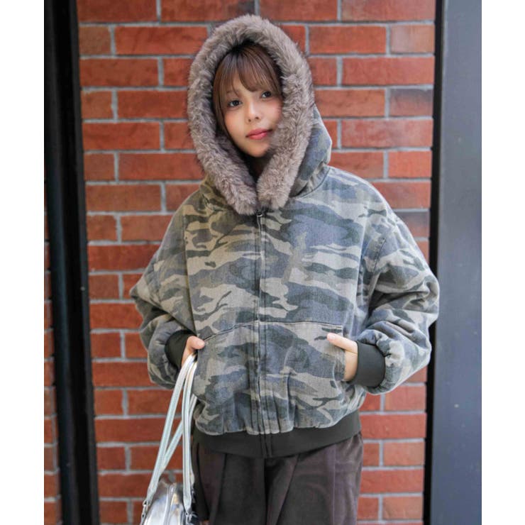 《ファーフード×裏地中綿キルト》冬映えショート丈アウター | GORGE  | 詳細画像1 