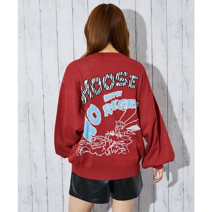 レッド | レディース ニットカーディガン ルーズシルエット | GORGE 