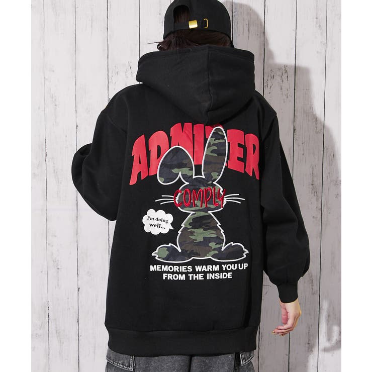 バックラビット×ロゴ刺繍》レディース 裏起毛 プルパーカー[品番