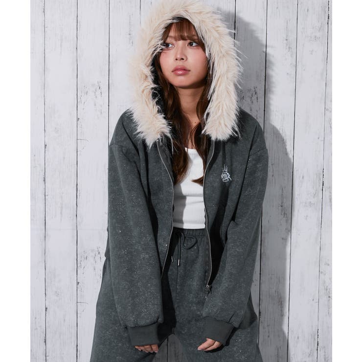 チャコール | 裏起毛 ジップパーカー バックシルエット可愛く | GORGE 