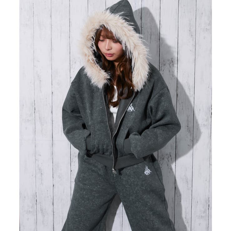 裏起毛 ジップパーカー バックシルエット可愛く | GORGE  | 詳細画像14 