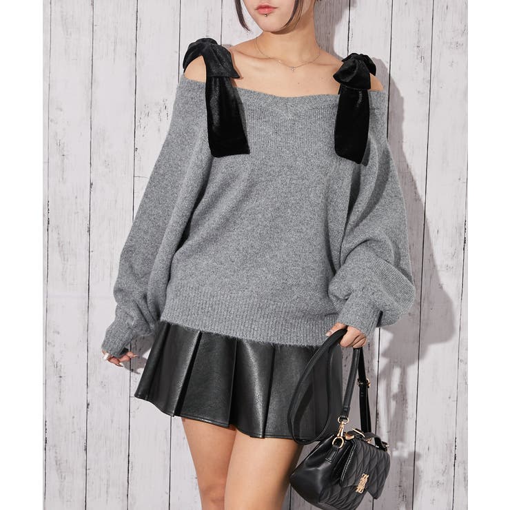 《ベロアリボン×ふわモコ柔らか》ワイドネックニットトップス 冬◎ | GORGE  | 詳細画像10 