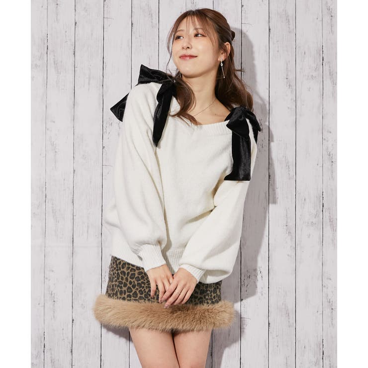 《ベロアリボン×ふわモコ柔らか》ワイドネックニットトップス 冬◎ | GORGE  | 詳細画像8 