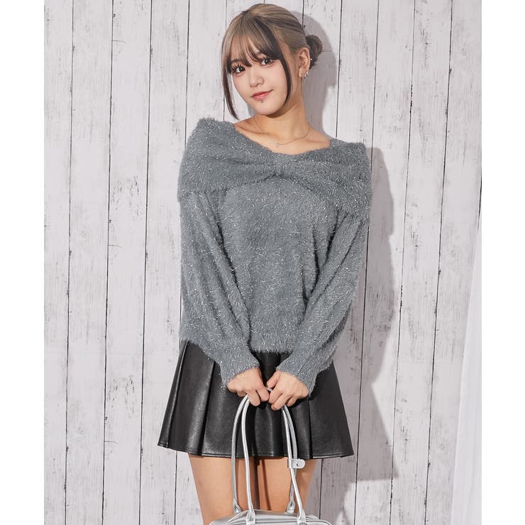 《ふわシャギー×ラメ混》ワイドネックリボンニットトップス 冬◎ | GORGE  | 詳細画像11 