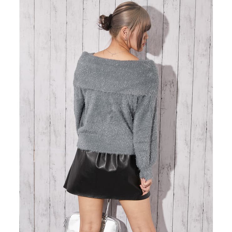 《ふわシャギー×ラメ混》ワイドネックリボンニットトップス 冬◎ | GORGE  | 詳細画像13 