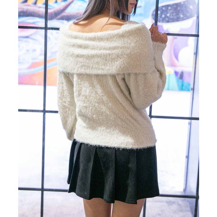 《ふわシャギー×ラメ混》ワイドネックリボンニットトップス 冬◎ | GORGE  | 詳細画像2 