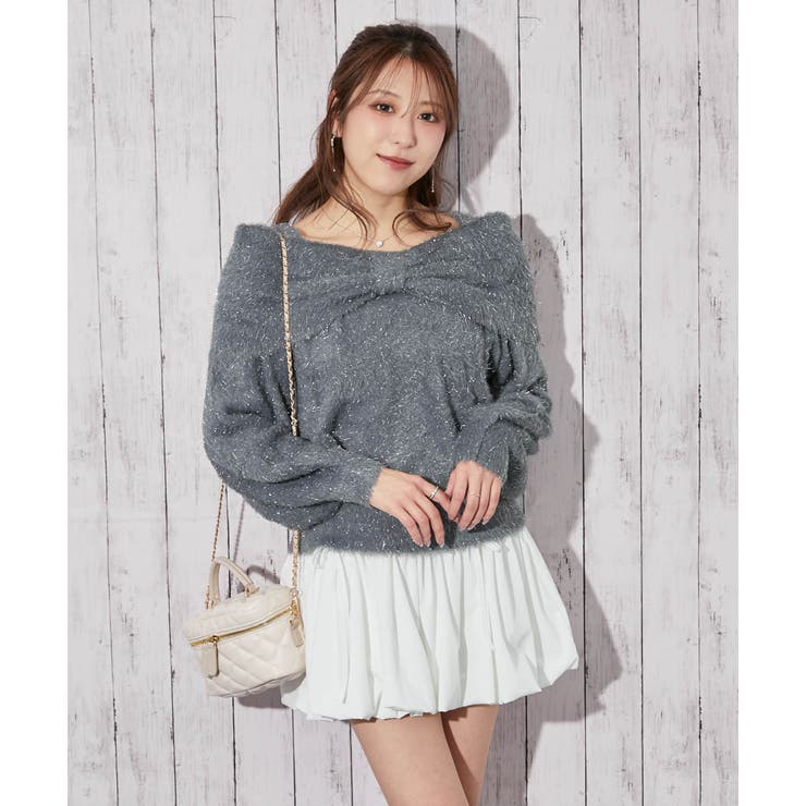 《ふわシャギー×ラメ混》ワイドネックリボンニットトップス 冬◎ | GORGE  | 詳細画像18 