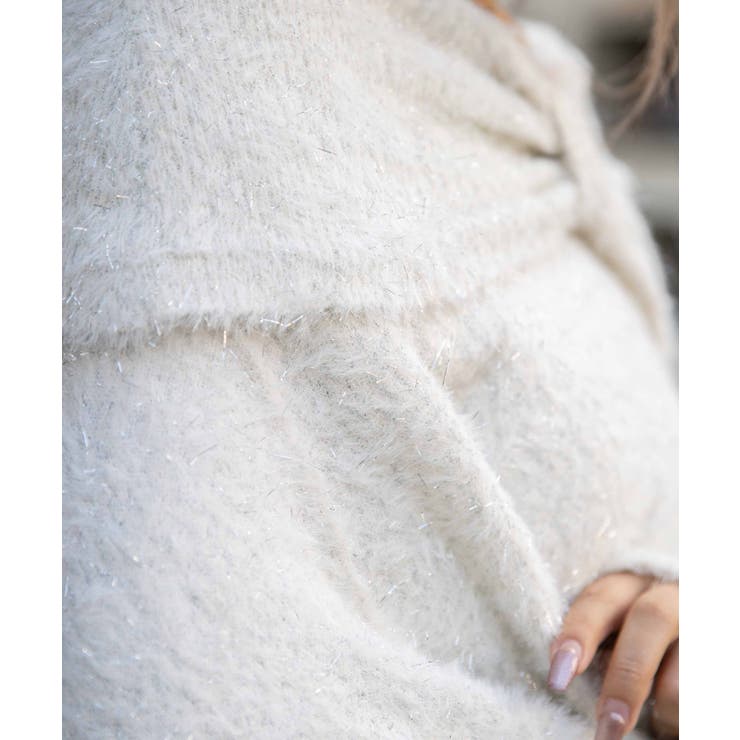 《ふわシャギー×ラメ混》ワイドネックリボンニットトップス 冬◎ | GORGE  | 詳細画像5 