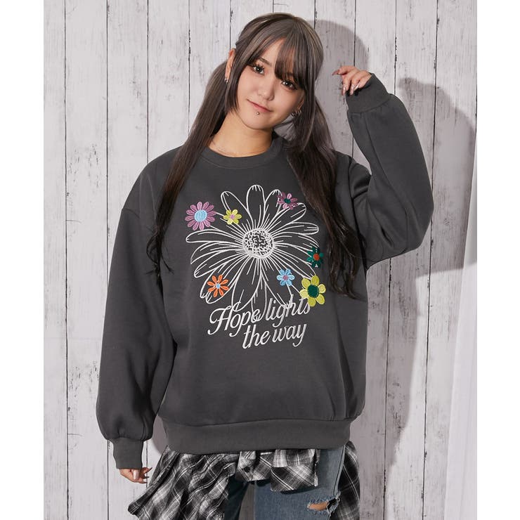 フラワー刺繍×裏起毛》ストリートフェミスウェット[品番：GORW0010636