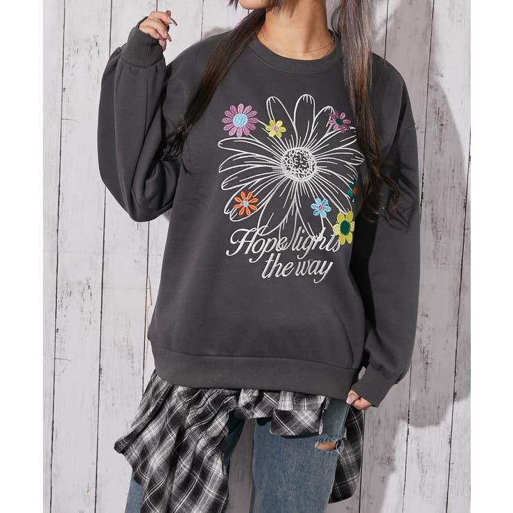 フラワー刺繍×裏起毛》ストリートフェミスウェット[品番：GORW0010636