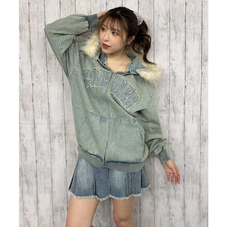 《ファーフード取外し可×ヴィンテージ風》デニムＺＩＰブルゾン／秋冬アウター | GORGE  | 詳細画像12 