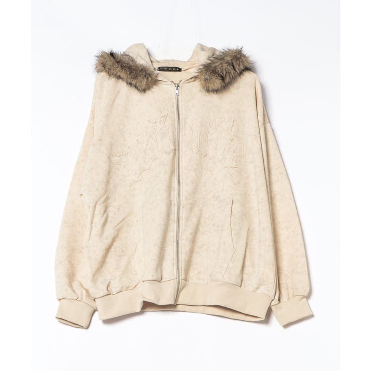 裏毛素材×ファーフード取外し可》ヴィンテージ風ZIPパーカー／秋冬