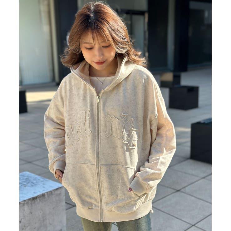 裏毛素材×ファーフード取外し可》ヴィンテージ風ZIPパーカー／秋冬