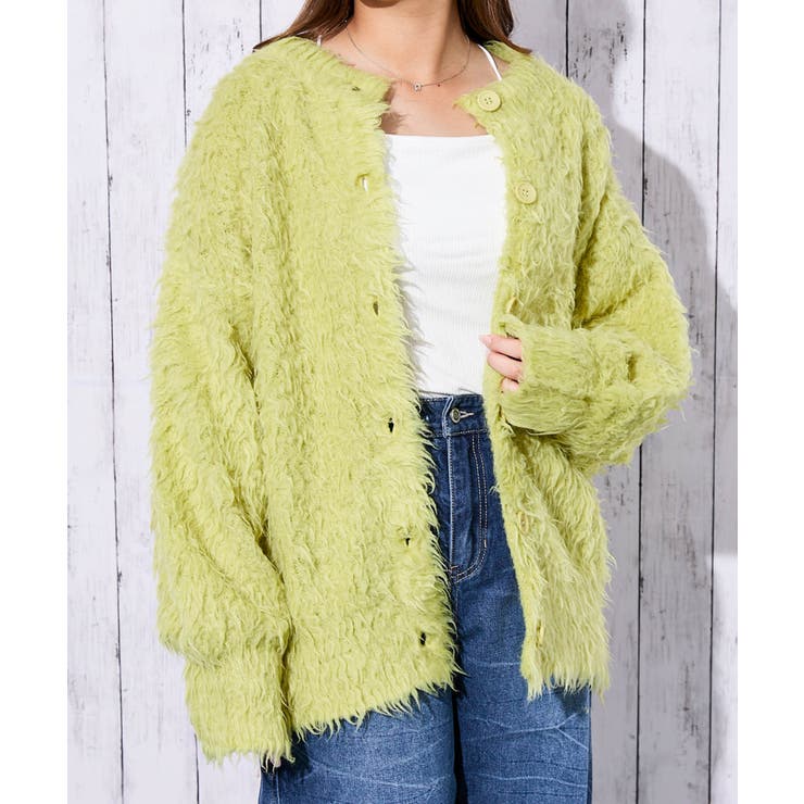 イエロー | レディース クルーネック ニットカーディガン | GORGE 