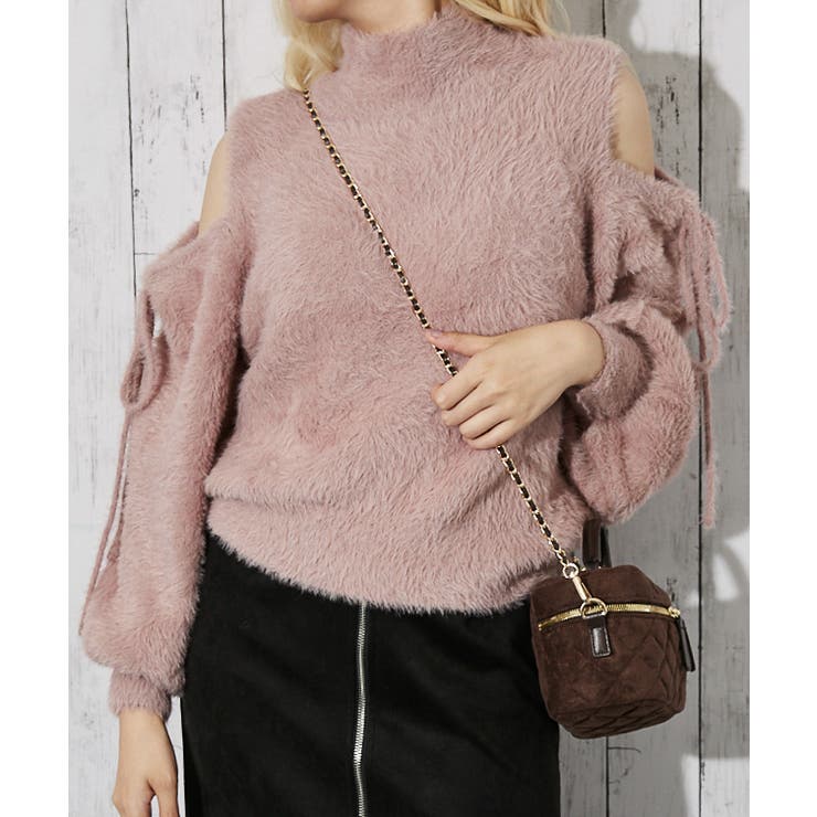 ピンク | 《肩あき×フェザーニット》レディース 長袖トップス ふわもこ フェミニン 秋冬 | GORGE 