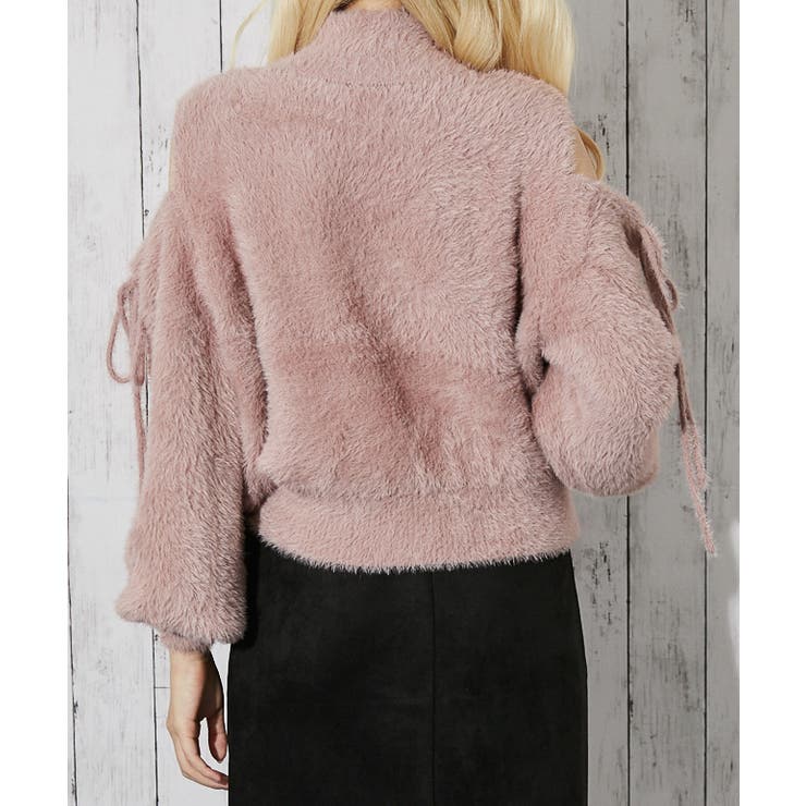 肩あき×フェザーニット》レディース 長袖トップス ふわもこ