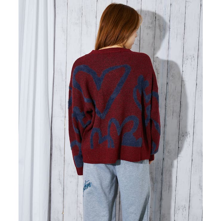 レッド ニットセーター 長袖 立体ロゴ レッド系 9号（M） レディースのニット・セーター | 三越伊勢丹