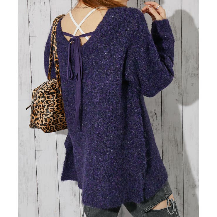 《バックリボン×ブークレ》レディース チュニックニット ふんわり長丈 秋冬 | GORGE  | 詳細画像8 