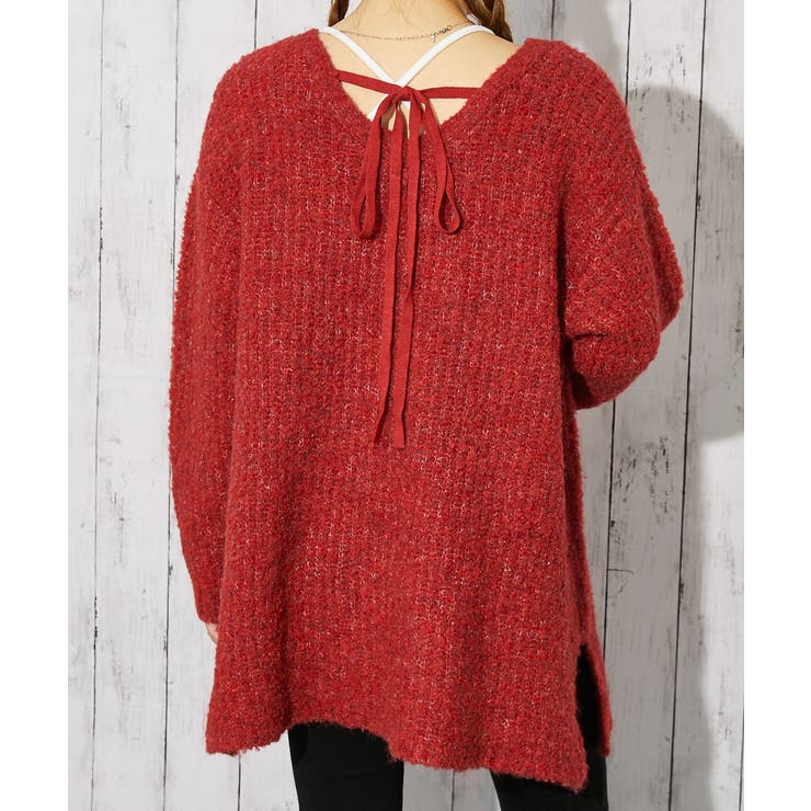 《バックリボン×ブークレ》レディース チュニックニット ふんわり長丈 秋冬 | GORGE  | 詳細画像4 