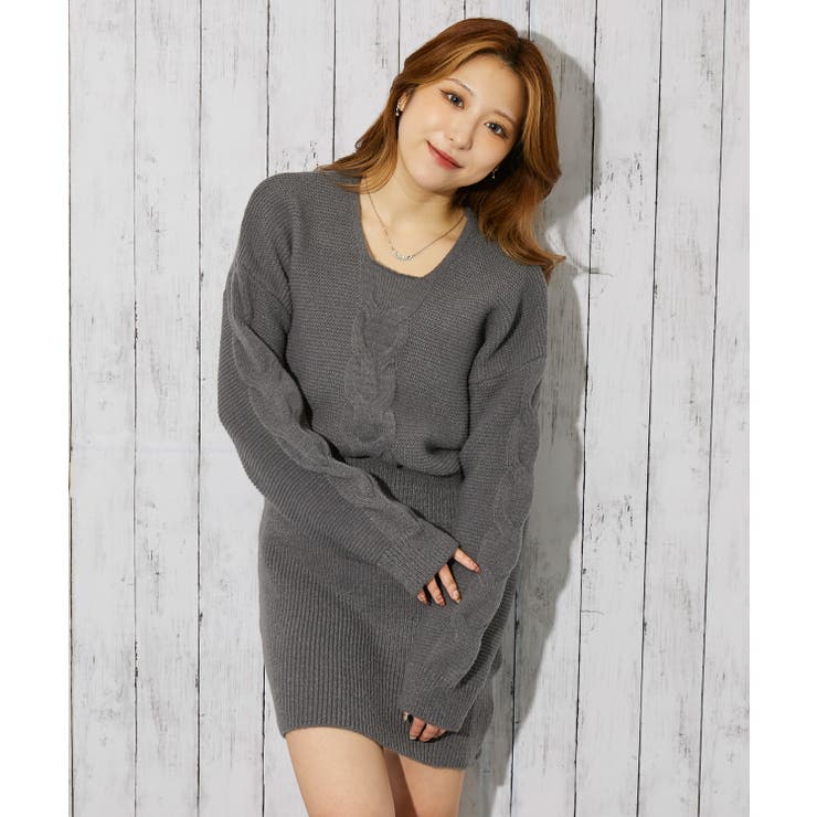 グレー | レディース ニット ミニワンピ | GORGE