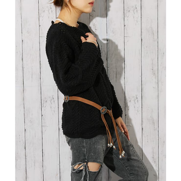 《透かし編み×細ベルト付き》レディース ニット トップス | GORGE  | 詳細画像7 