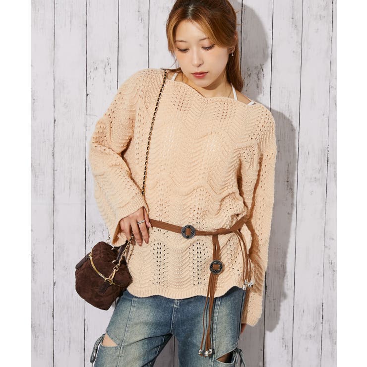 《透かし編み×細ベルト付き》レディース ニット トップス | GORGE  | 詳細画像9 