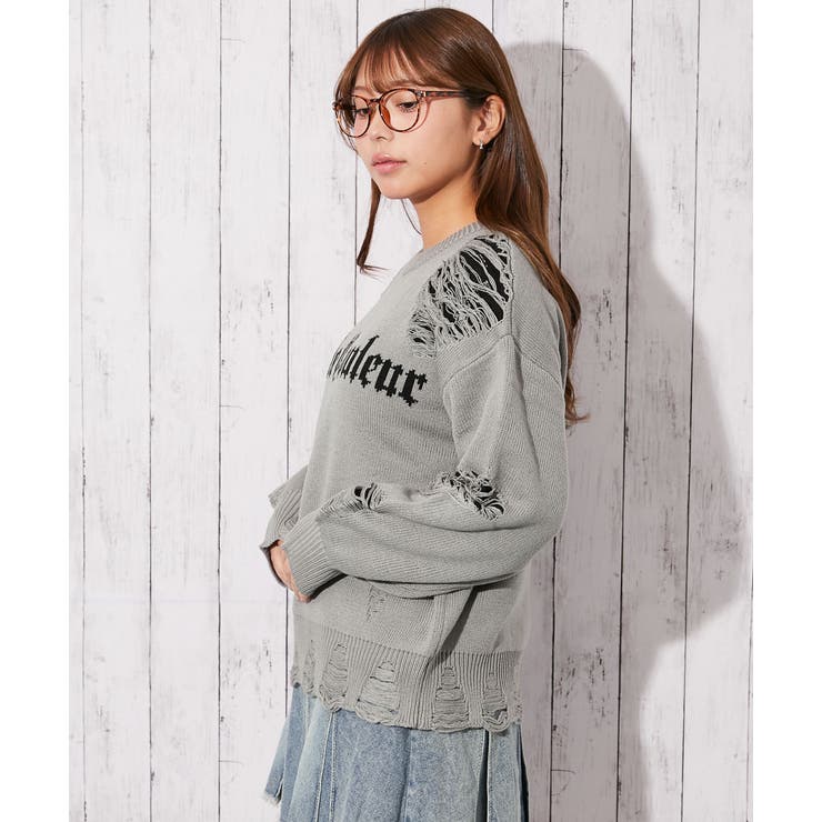 《ダメージ×ロゴ映え》レディース ニットトップス デザインカット 秋冬 | GORGE  | 詳細画像5 