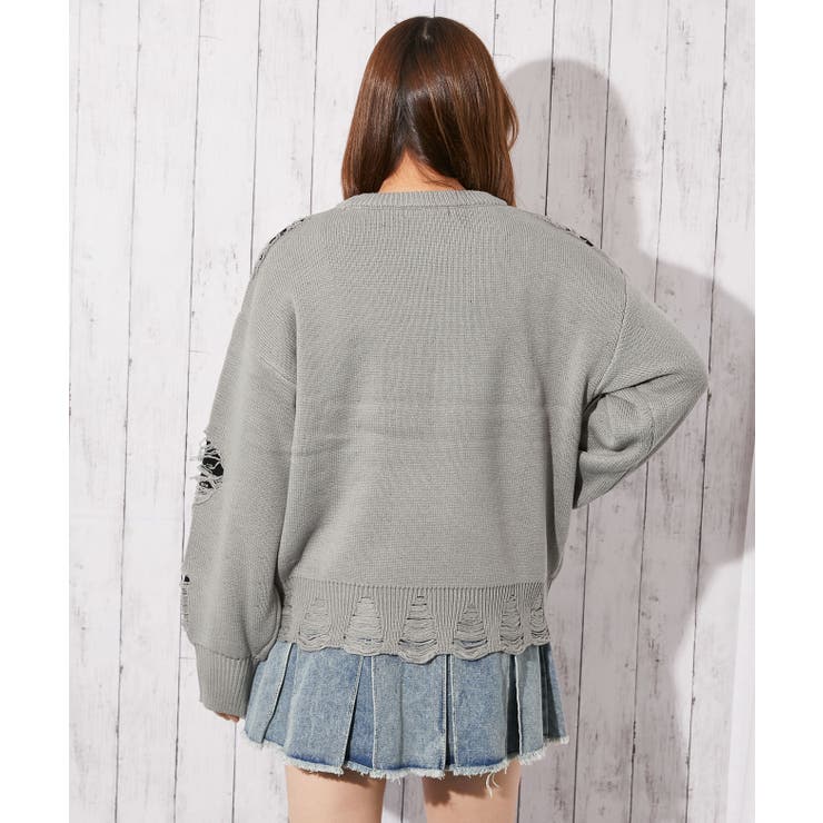 《ダメージ×ロゴ映え》レディース ニットトップス デザインカット 秋冬 | GORGE  | 詳細画像6 