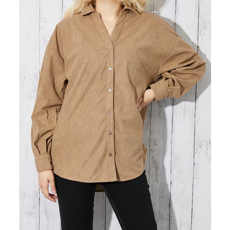 《後ろレースアップ》レディース コーデュロイ シャツ ゆったりシルエット 秋冬 | GORGE  | 詳細画像8 
