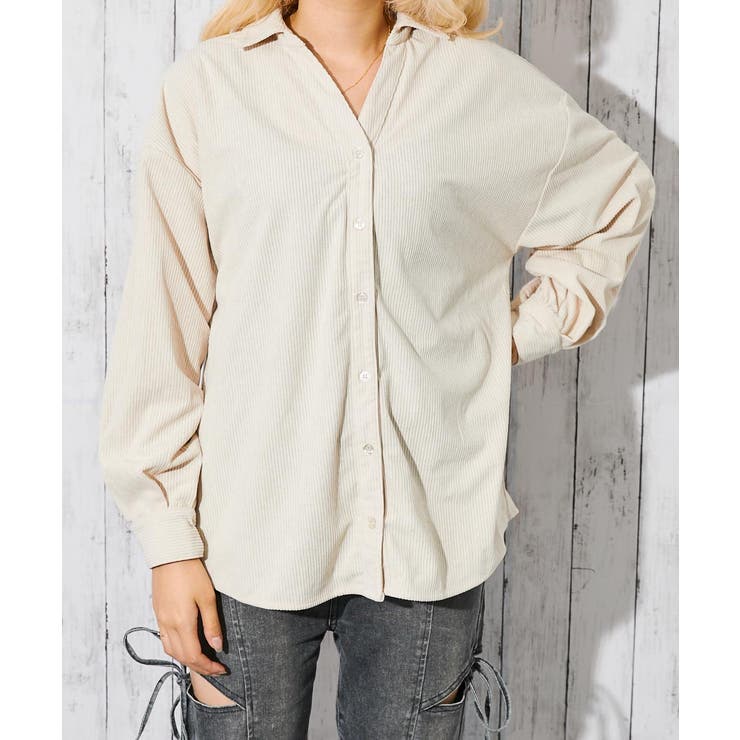 《後ろレースアップ》レディース コーデュロイ シャツ ゆったりシルエット 秋冬 | GORGE  | 詳細画像1 
