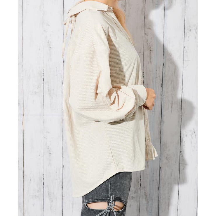 《後ろレースアップ》レディース コーデュロイ シャツ ゆったりシルエット 秋冬 | GORGE  | 詳細画像2 