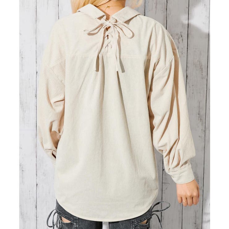 《後ろレースアップ》レディース コーデュロイ シャツ ゆったりシルエット 秋冬 | GORGE  | 詳細画像3 
