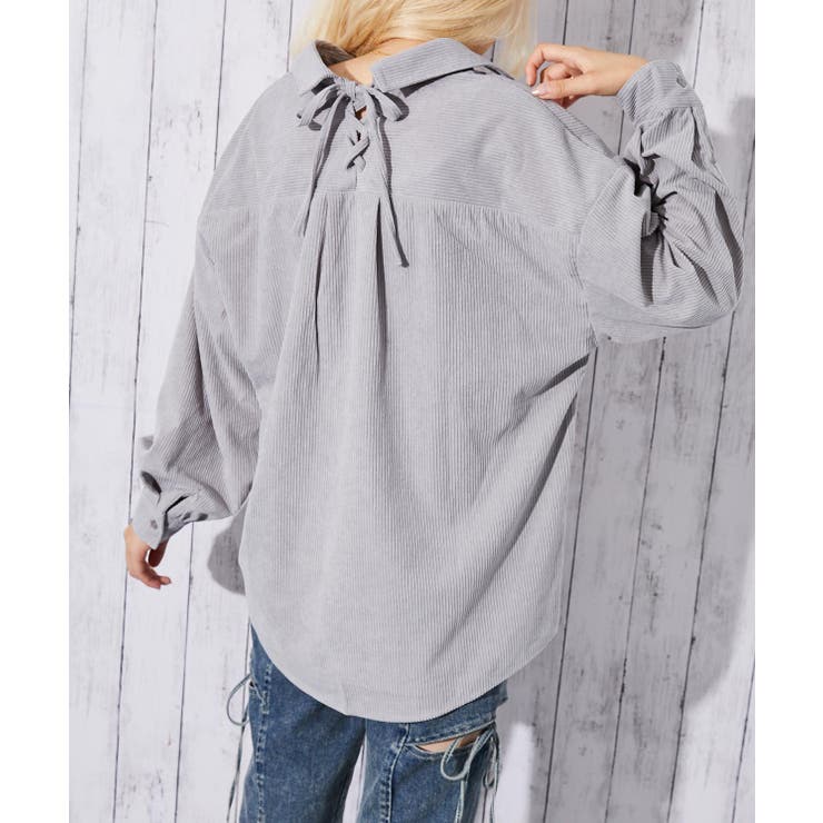 《後ろレースアップ》レディース コーデュロイ シャツ ゆったりシルエット 秋冬 | GORGE  | 詳細画像4 