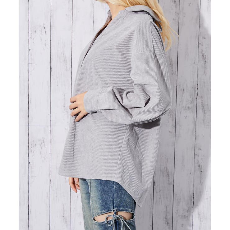 《後ろレースアップ》レディース コーデュロイ シャツ ゆったりシルエット 秋冬 | GORGE  | 詳細画像6 