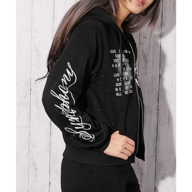 英字ロゴ×裏起毛》セットアップ対応◎ジップパーカー[品番