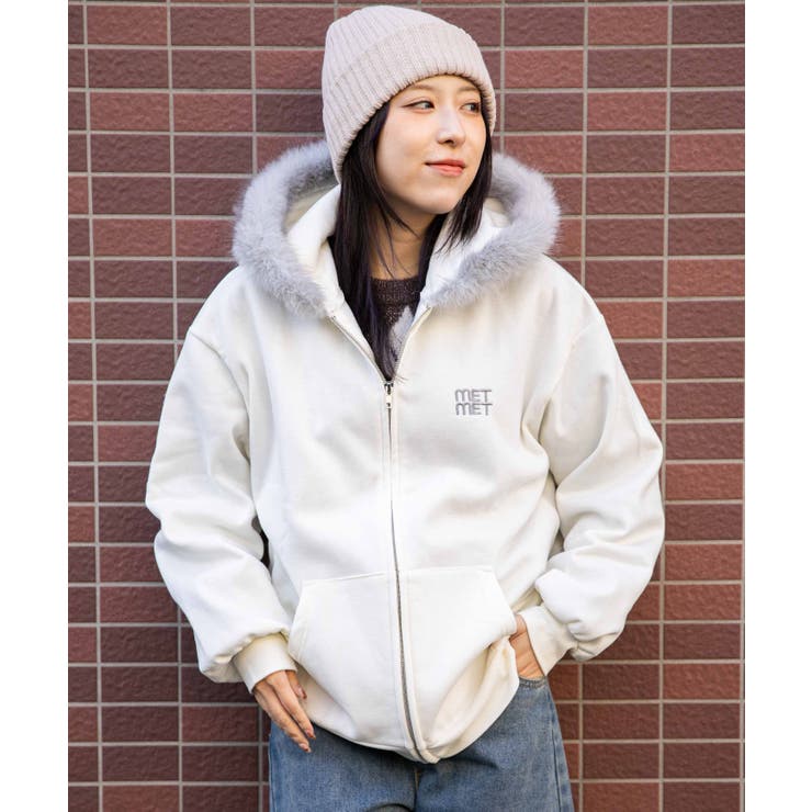 オフホワイト | 《ファーフード×裏起毛》レディース ジップパーカー カジュアル 秋冬 | GORGE 