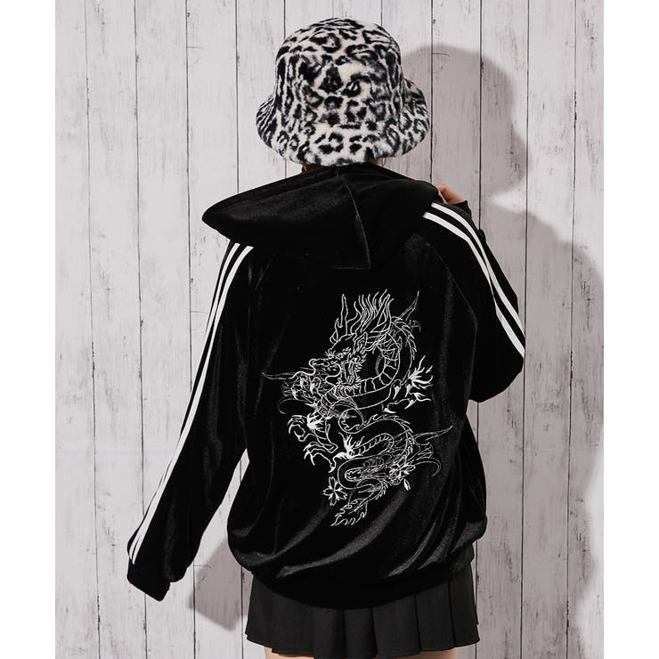 《ベロア×ドラゴン刺繍》サイドラインジップパーカー | GORGE  | 詳細画像15 