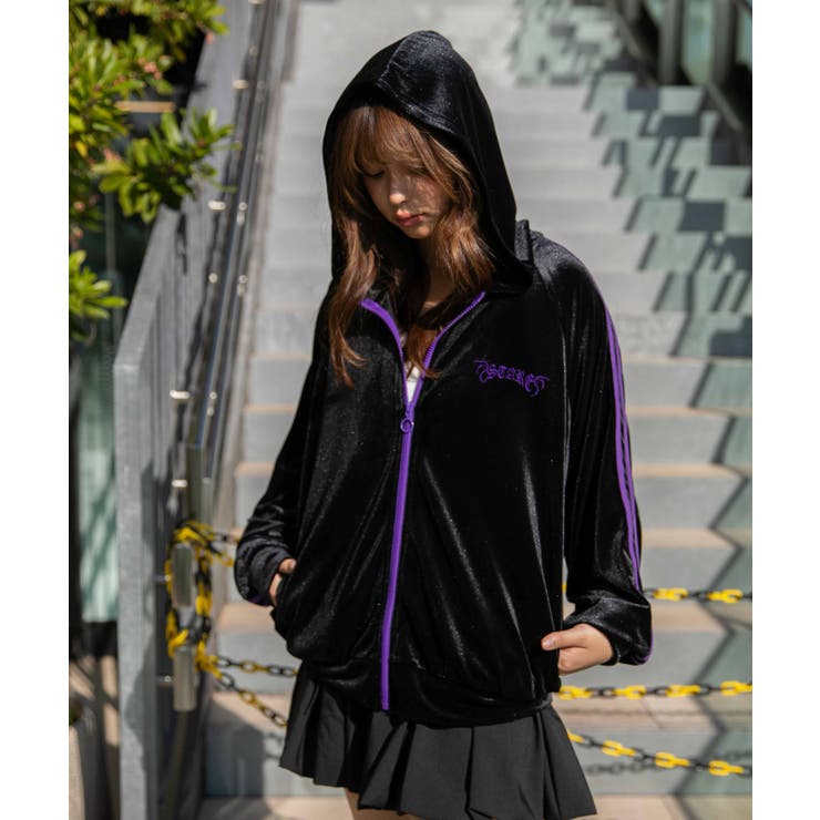 《ベロア×ドラゴン刺繍》サイドラインジップパーカー | GORGE  | 詳細画像1 