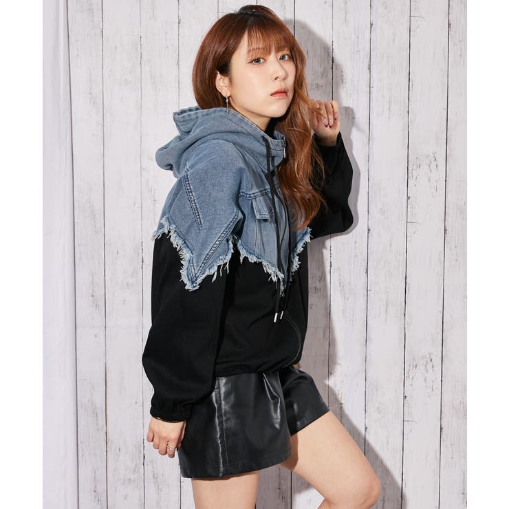 《デニム切り替え×フード付き》ブルゾン／秋冬春／全２色 | GORGE  | 詳細画像3 