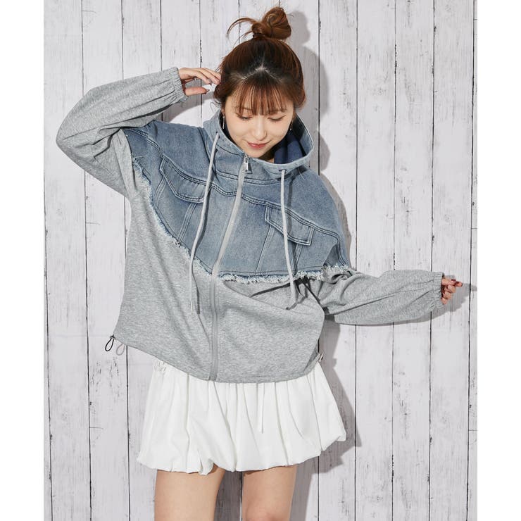 《デニム切り替え×フード付き》ブルゾン／秋冬春／全２色 | GORGE  | 詳細画像7 