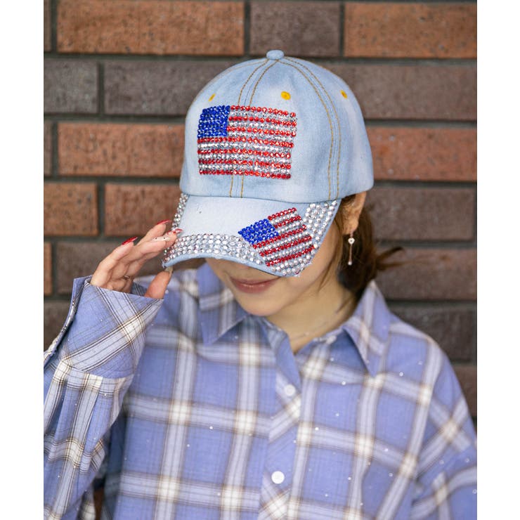 Ｌ／ＢＬ | 《アメリカ国旗×ラインストーン》デニムキャップ／オールシーズン | GORGE 