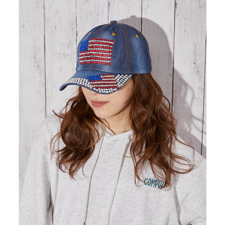 《アメリカ国旗×ラインストーン》デニムキャップ／オールシーズン | GORGE  | 詳細画像1 