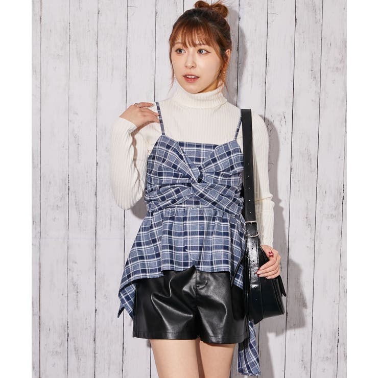 《チェック柄×リボンデザイン》キャミソール／春夏／全３色 | GORGE  | 詳細画像1 