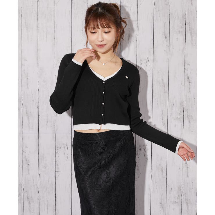 《レイヤード配色×リブ素材》Ｖネックカーディガン／秋冬春 | GORGE  | 詳細画像7 