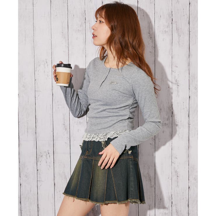 《ヘンリーネック×裾レース切り替え》リブカットソー／秋冬春／全３色 | GORGE  | 詳細画像7 