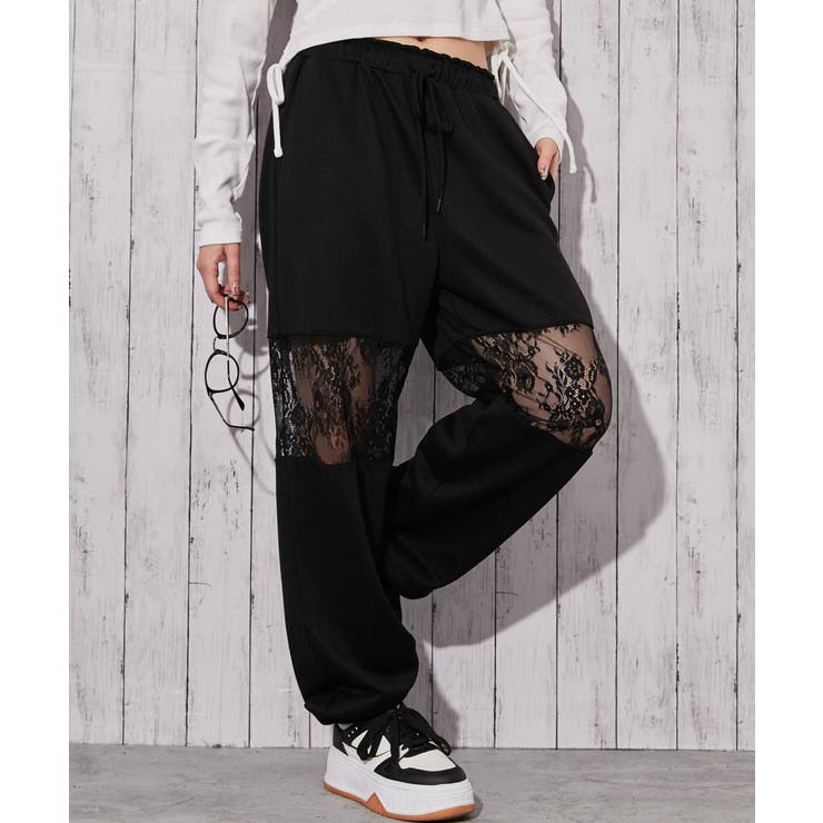 《レース切り替え×裏毛素材》スウェットパンツ／秋冬春 | GORGE  | 詳細画像1 