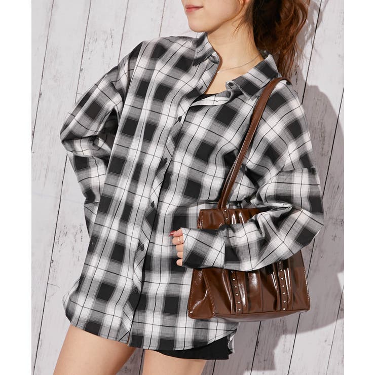 ブラック | 《インナー付き 綿シアーチェック》シャツ カジュアル×ナチュラル | GORGE 