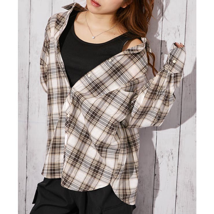 ブラウン | 《インナー付き 綿シアーチェック》シャツ カジュアル×ナチュラル | GORGE 