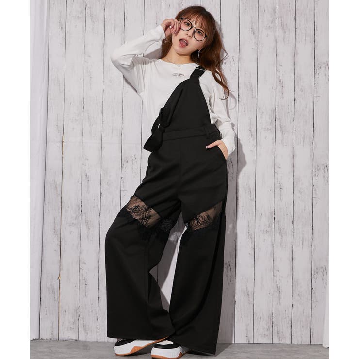 《裏毛素材×レース切替》ワイドサロペット パンツ オールインワン 春◎ | GORGE  | 詳細画像9 